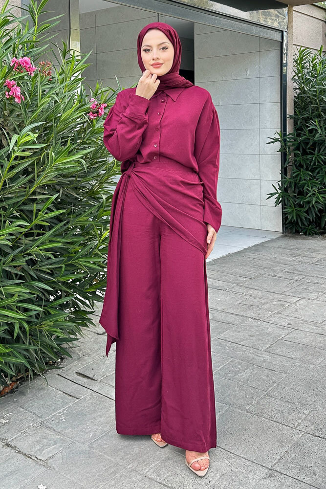 Chiara Kemer Detaylı Takım - Bordo - 1