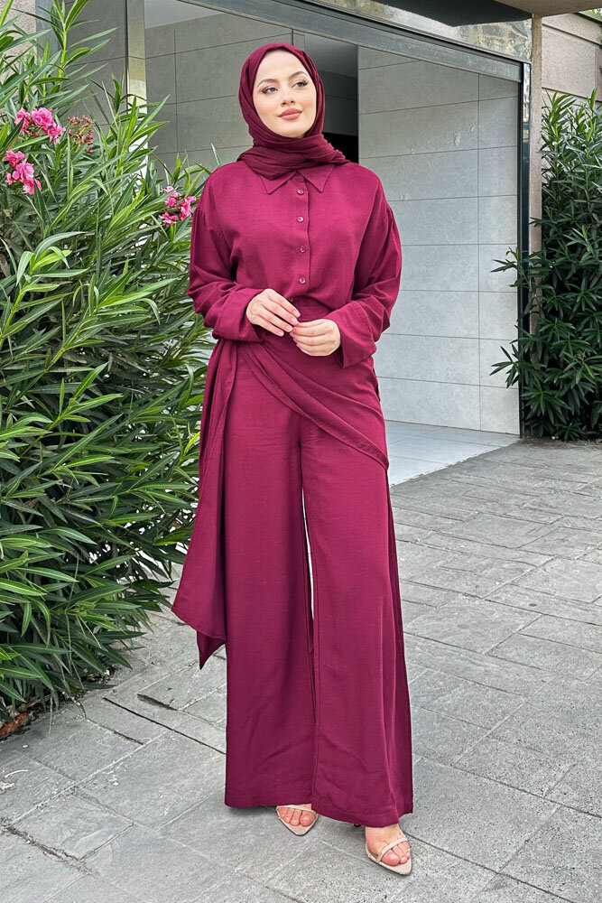 Chiara Kemer Detaylı Takım - Bordo - 4