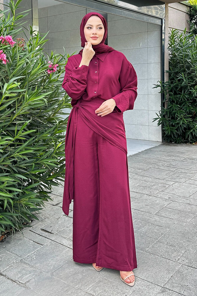 Chiara Kemer Detaylı Takım - Bordo - 7