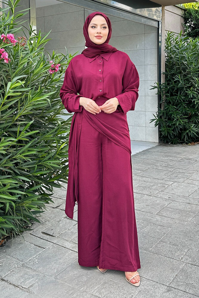 Chiara Kemer Detaylı Takım - Bordo - 2