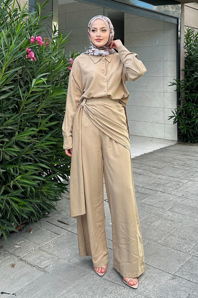 Chiara Kemer Detaylı Takım - Toprak - 5