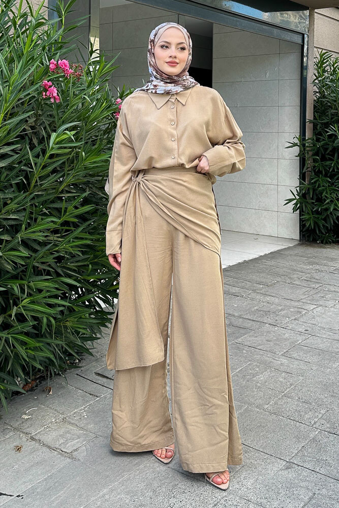 Chiara Kemer Detaylı Takım - Toprak - 3