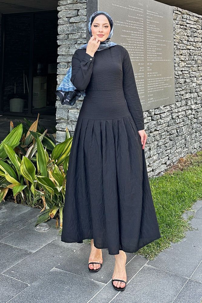 Chiara Keten Elbise - Siyah - 2