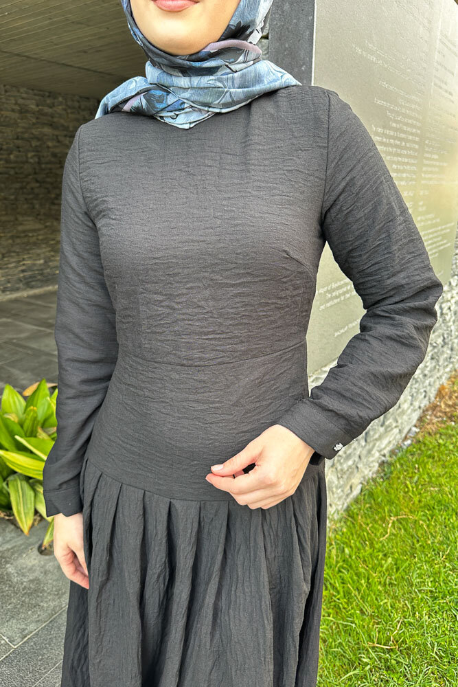 Chiara Keten Elbise - Siyah - 7