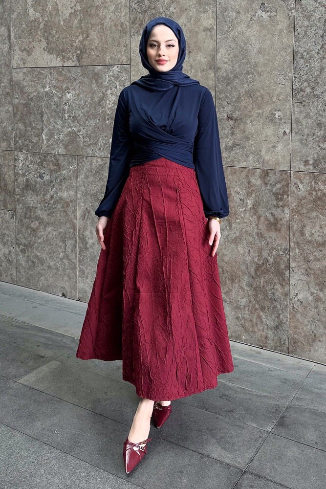 Çift Drapeli Bluz - Lacivert - HENZA (2)