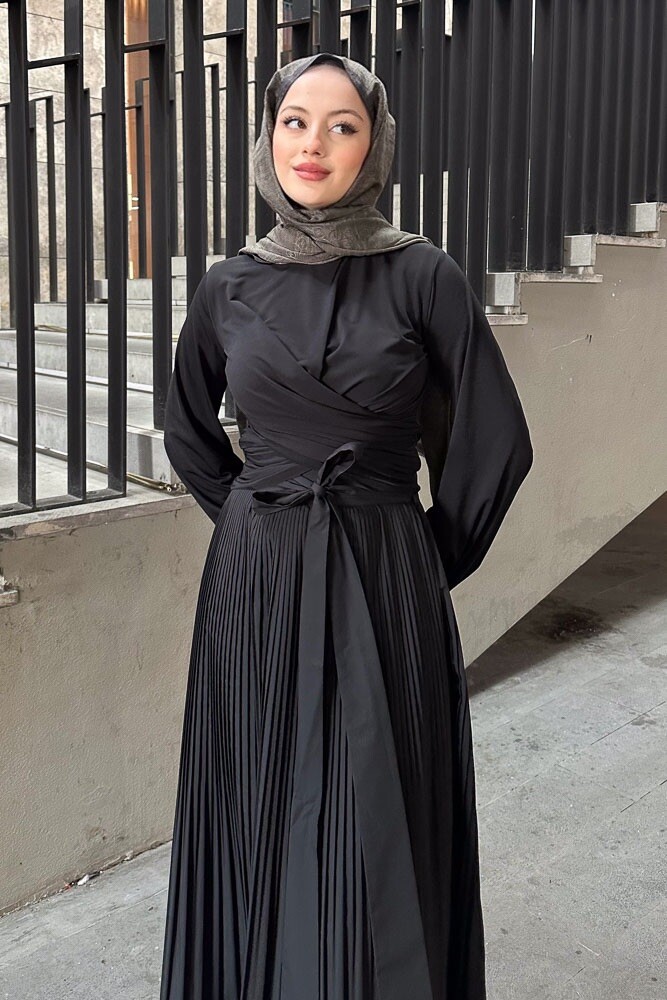 Çift Drapeli Bluz - Siyah - HENZA (2)