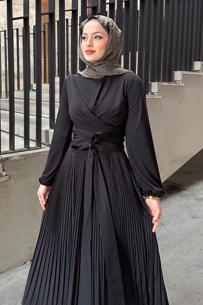 Çift Drapeli Bluz - Siyah - HENZA (1)