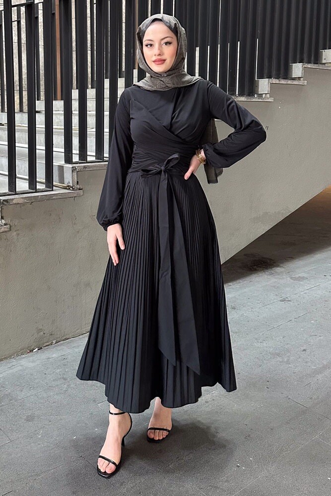 Çift Drapeli Bluz - Siyah - HENZA (4)