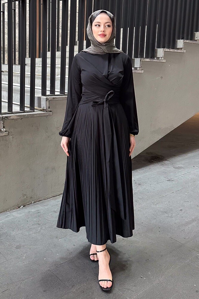 Çift Drapeli Bluz - Siyah - HENZA (3)