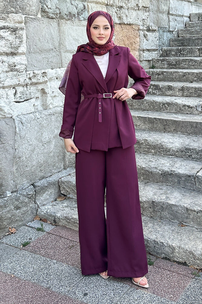 Çift Yaka Takım Elbise - Bordo - 6