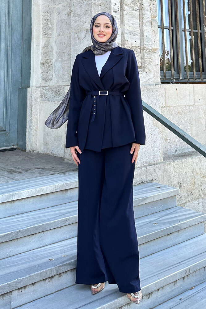 Çift Yaka Takım Elbise - Lacivert - 1