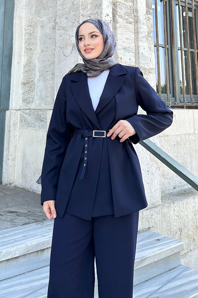 Çift Yaka Takım Elbise - Lacivert - 4