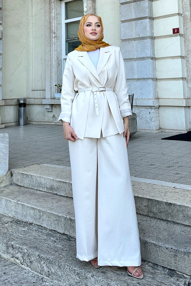 Çift Yaka Takım Elbise - Taş Rengi - HENZA (1)