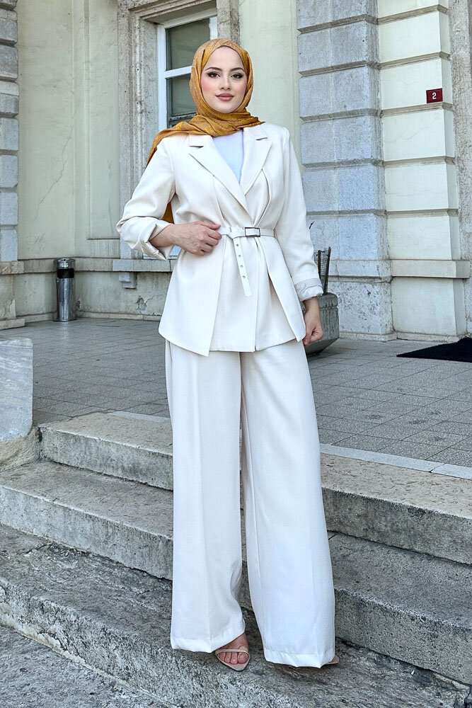Çift Yaka Takım Elbise - Taş Rengi - 6