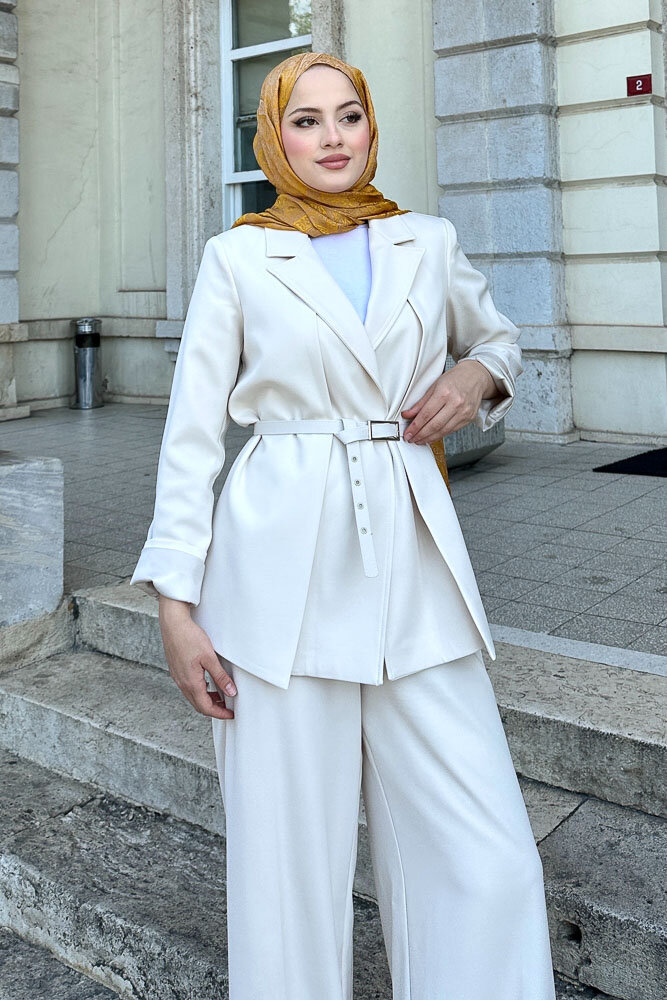 Çift Yaka Takım Elbise - Taş Rengi - HENZA (2)