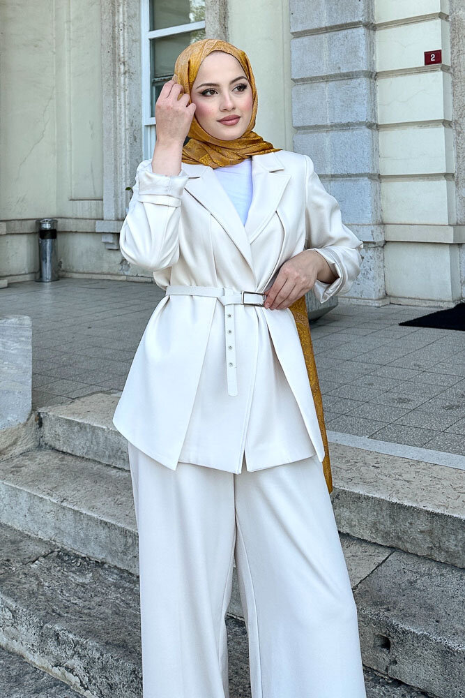 Çift Yaka Takım Elbise - Taş Rengi - HENZA (6)