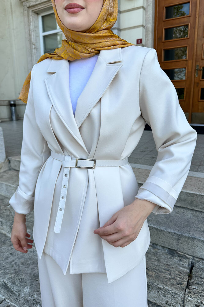 Çift Yaka Takım Elbise - Taş Rengi - HENZA (3)