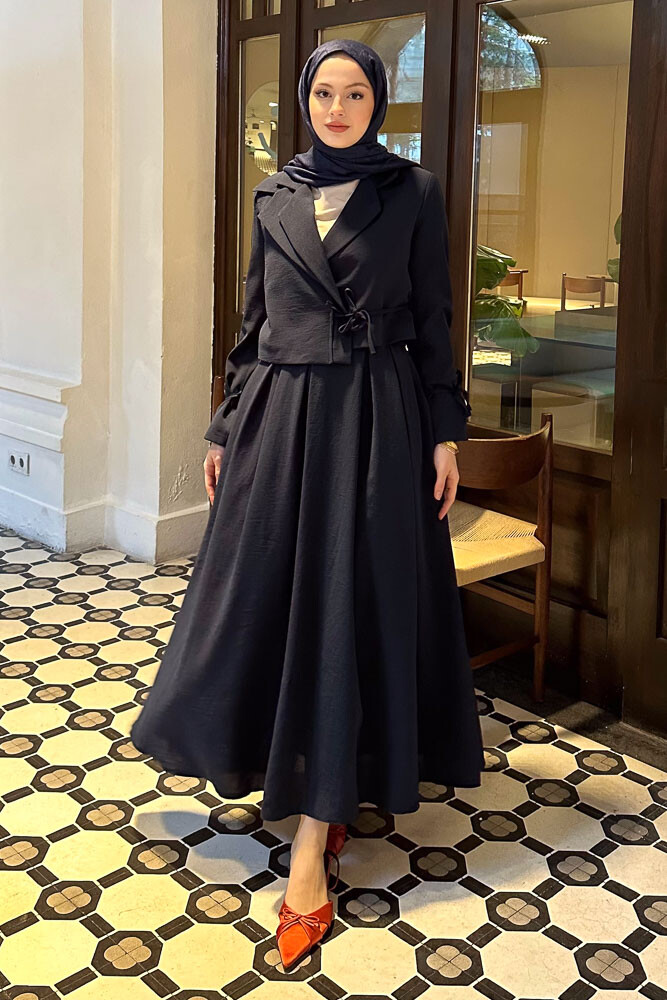 Çift Yakalı Ceket Takım - Lacivert - HENZA (3)