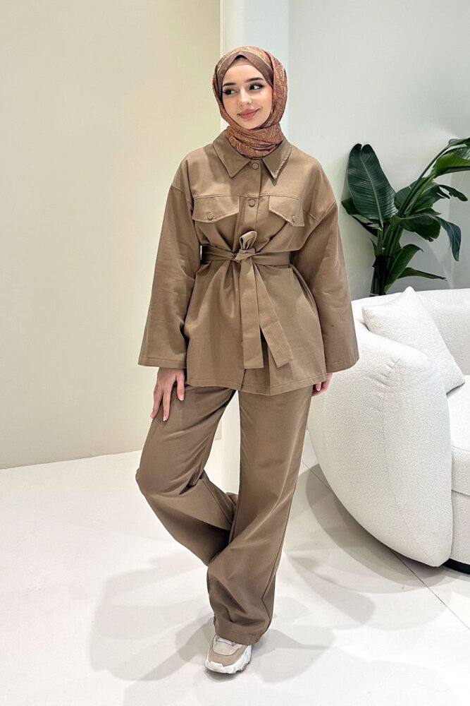 Çıtçıtlı Gabardin Takım - Camel - ENMA (3)