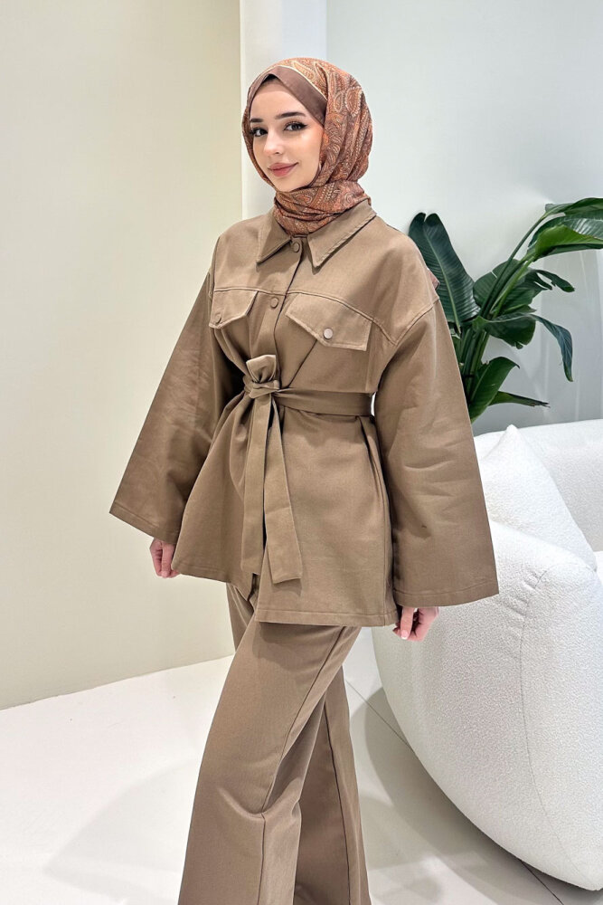 Çıtçıtlı Gabardin Takım - Camel - ENMA (1)
