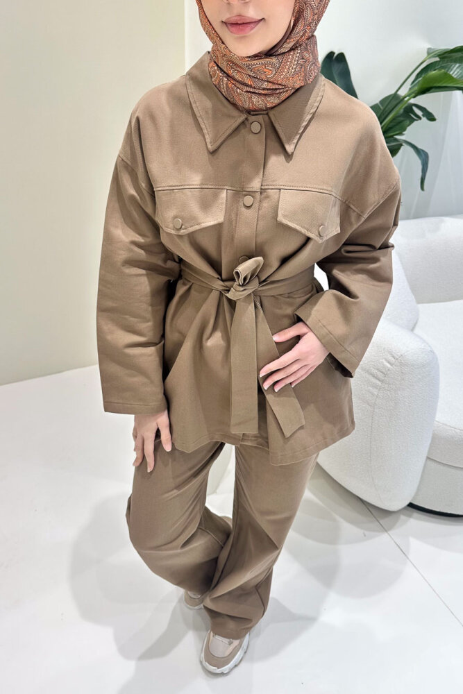 Çıtçıtlı Gabardin Takım - Camel - ENMA (2)