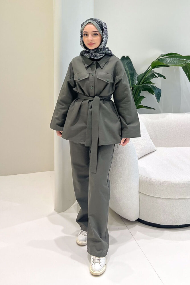 Çıtçıtlı Gabardin Takım - Haki - ENMA (3)