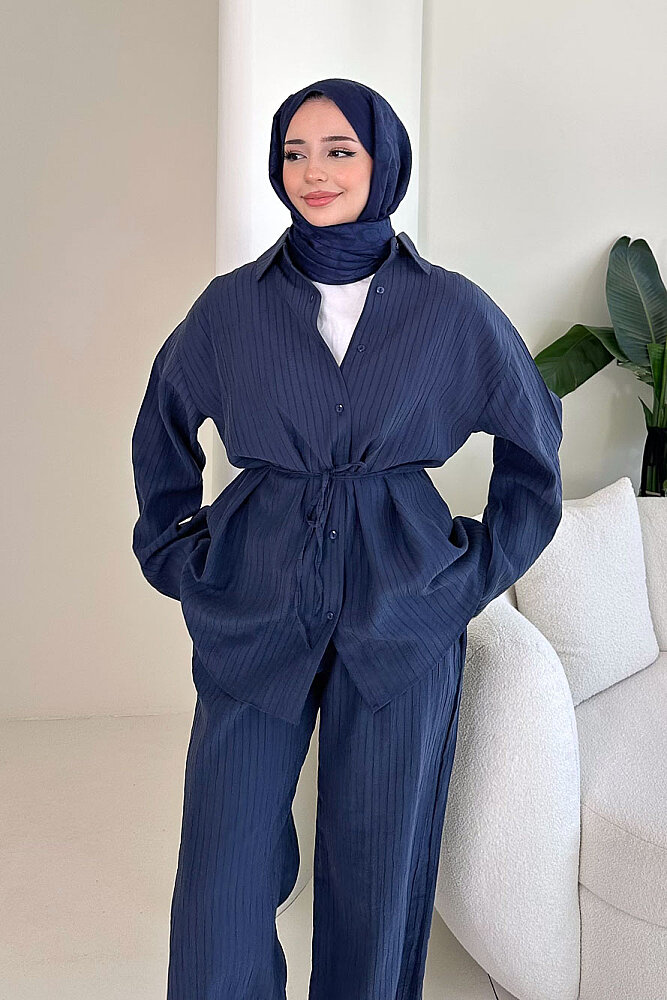 Çizgi Detaylı Pantolon Takım - Lacivert - ENMA (0)