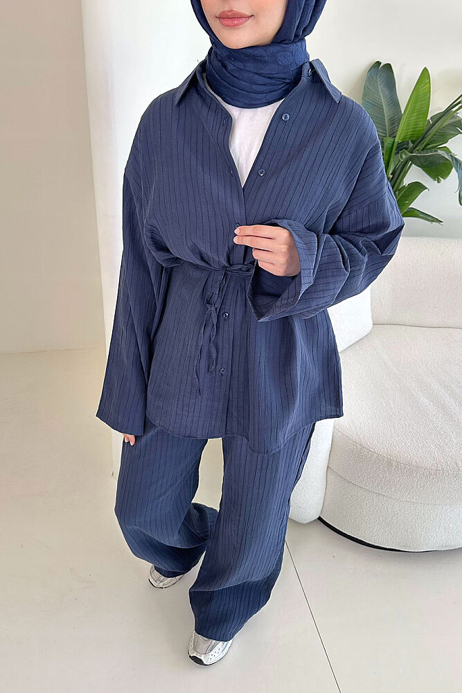 Çizgi Detaylı Pantolon Takım - Lacivert - ENMA (2)