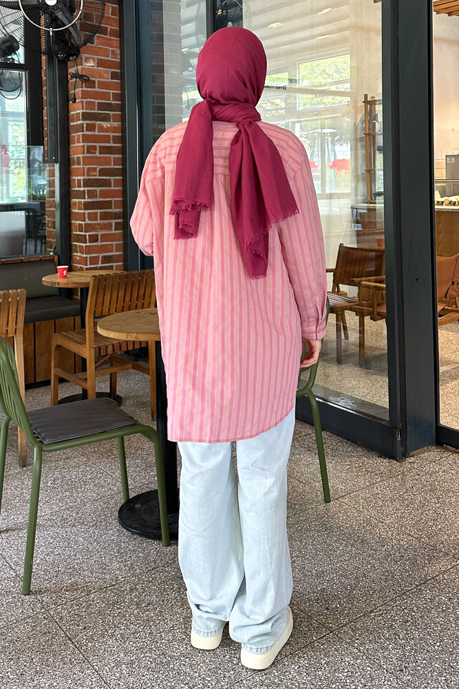 Çizgili Daddy Gömlek - Pembe - 7