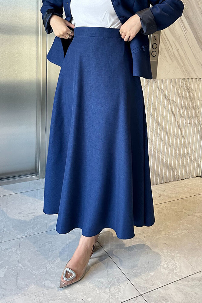 Clara Kruvaze Görünümlü Volanlı Etek Takım - Lacivert - 5