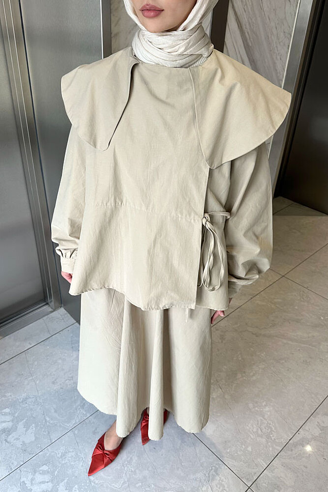 Colette Bebe Yaka Bağlamalı Takım - Bej - 3
