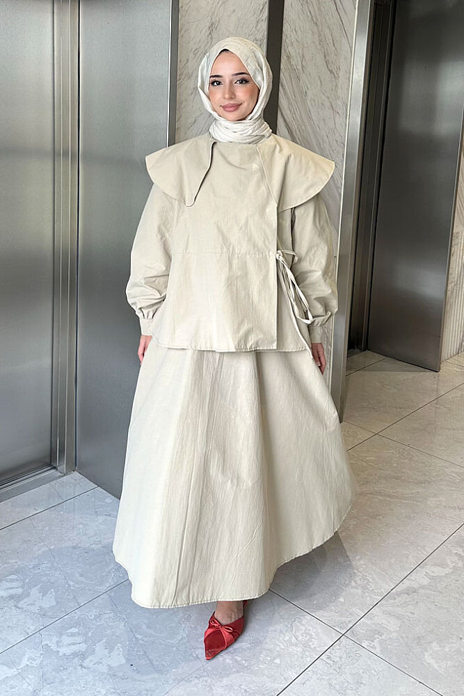 Colette Bebe Yaka Bağlamalı Takım - Bej - 1