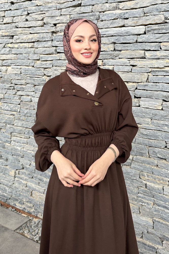 Core Beli Lastikli Spor Elbise - Kahverengi - 2