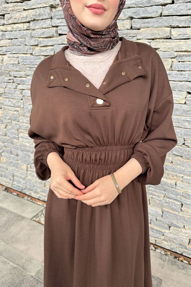 Core Beli Lastikli Spor Elbise - Kahverengi - 4