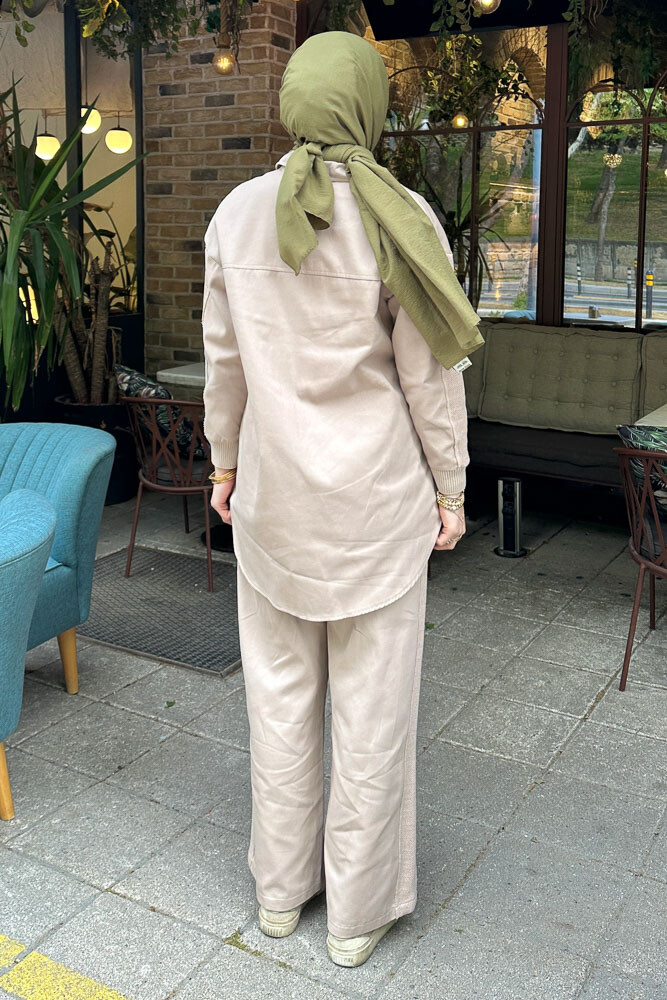 Dantel Detaylı Takım - Bej - 8