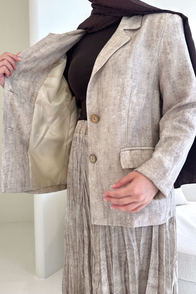 Dave Ceketli Etekli Takım - Bej - 3