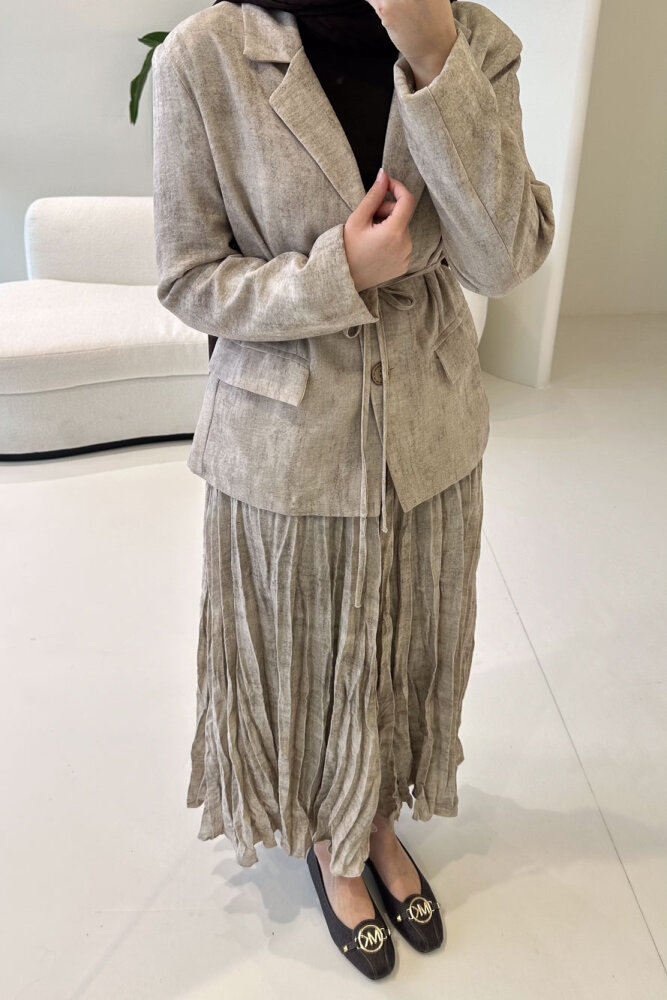 Dave Ceketli Etekli Takım - Bej - 8