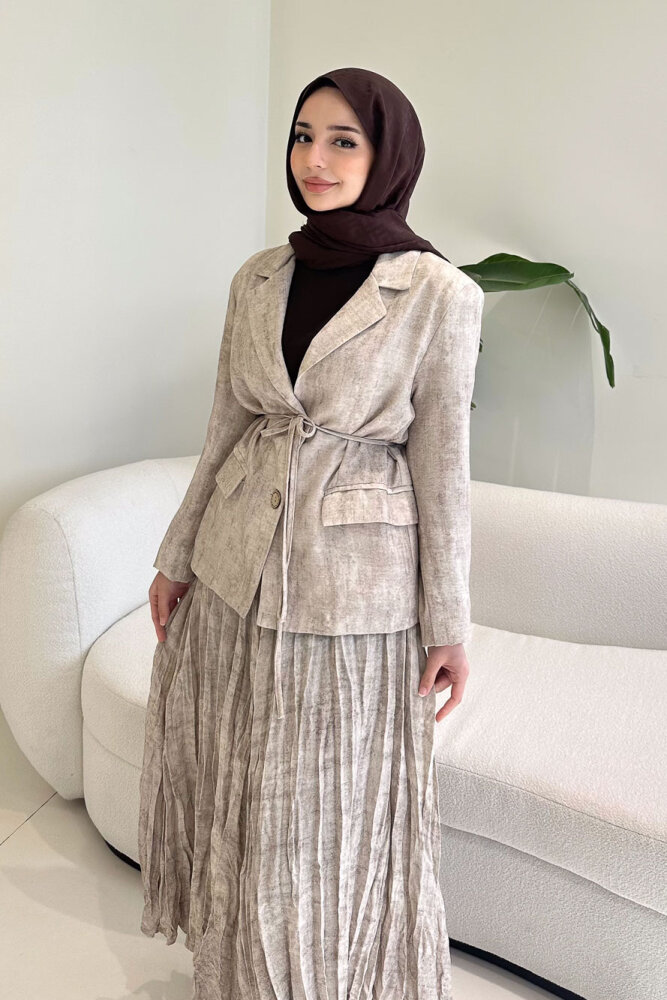 Dave Ceketli Etekli Takım - Bej - 9