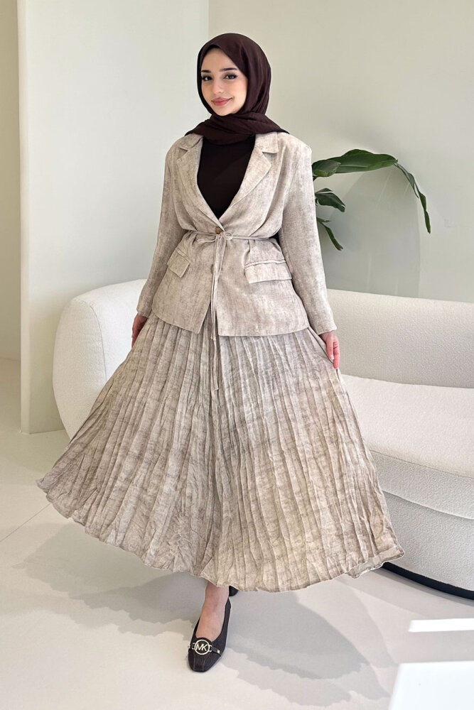 Dave Ceketli Etekli Takım - Bej - 5