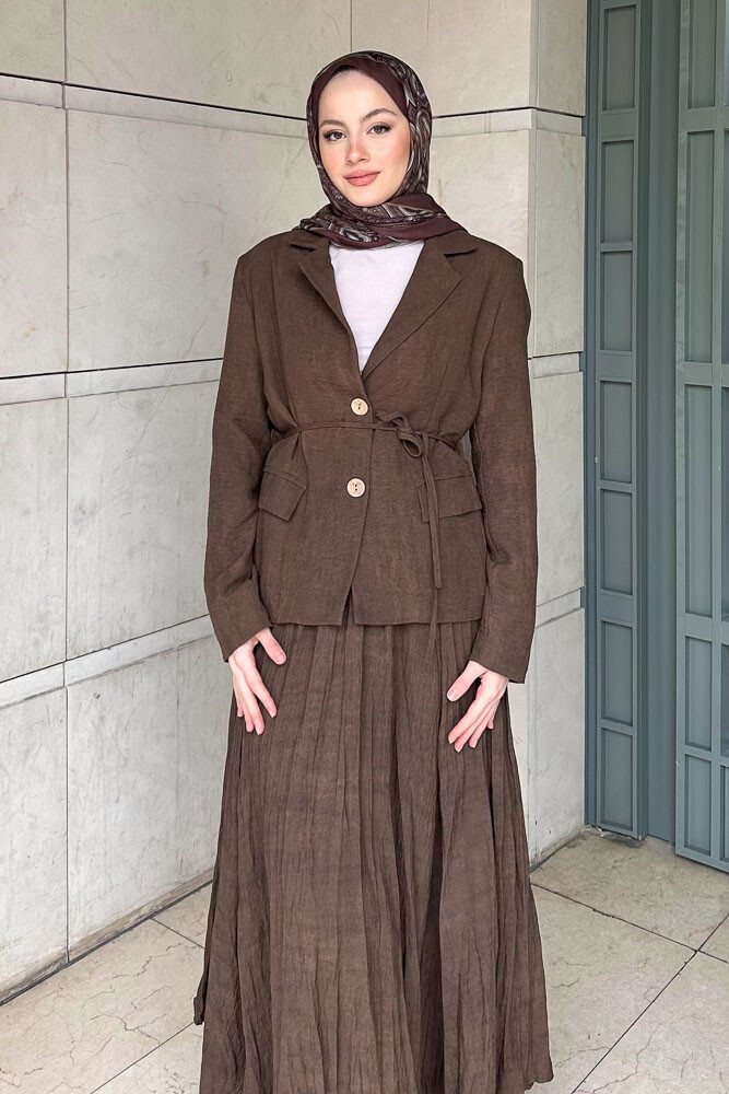 Dave Ceketli Etekli Takım - Kahverengi - LİNE (2)