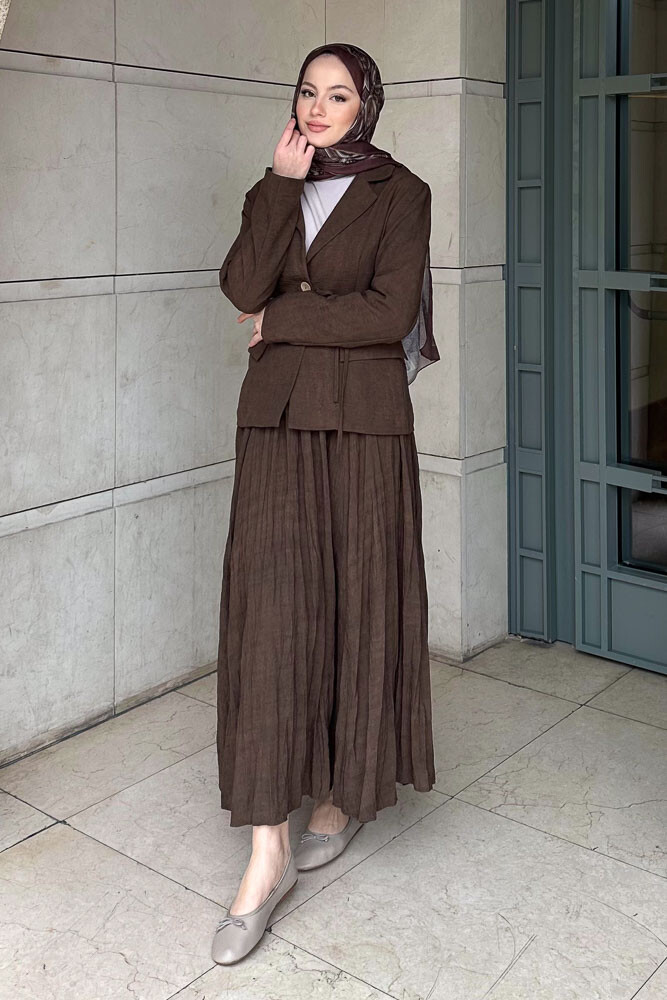 Dave Ceketli Etekli Takım - Kahverengi - LİNE (3)