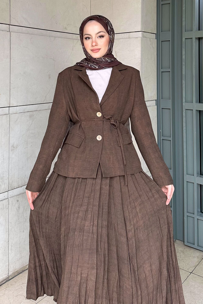 Dave Ceketli Etekli Takım - Kahverengi - LİNE (5)