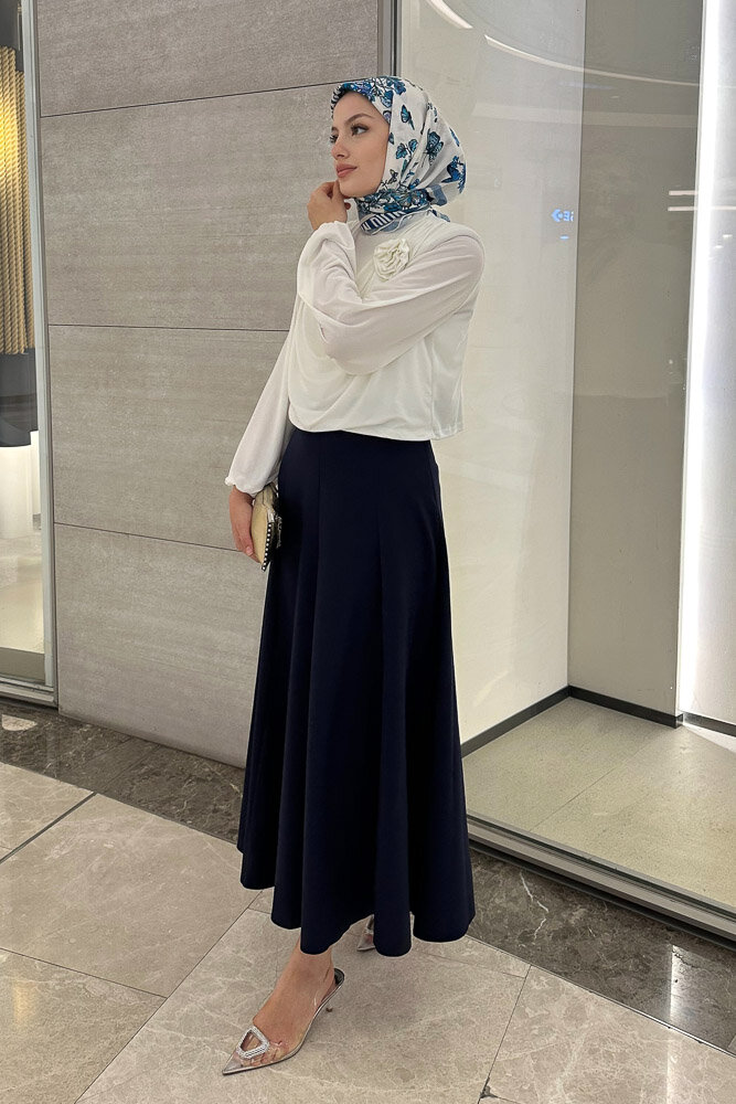 Degaje Yaka Şık Bluz - Ekru - 3