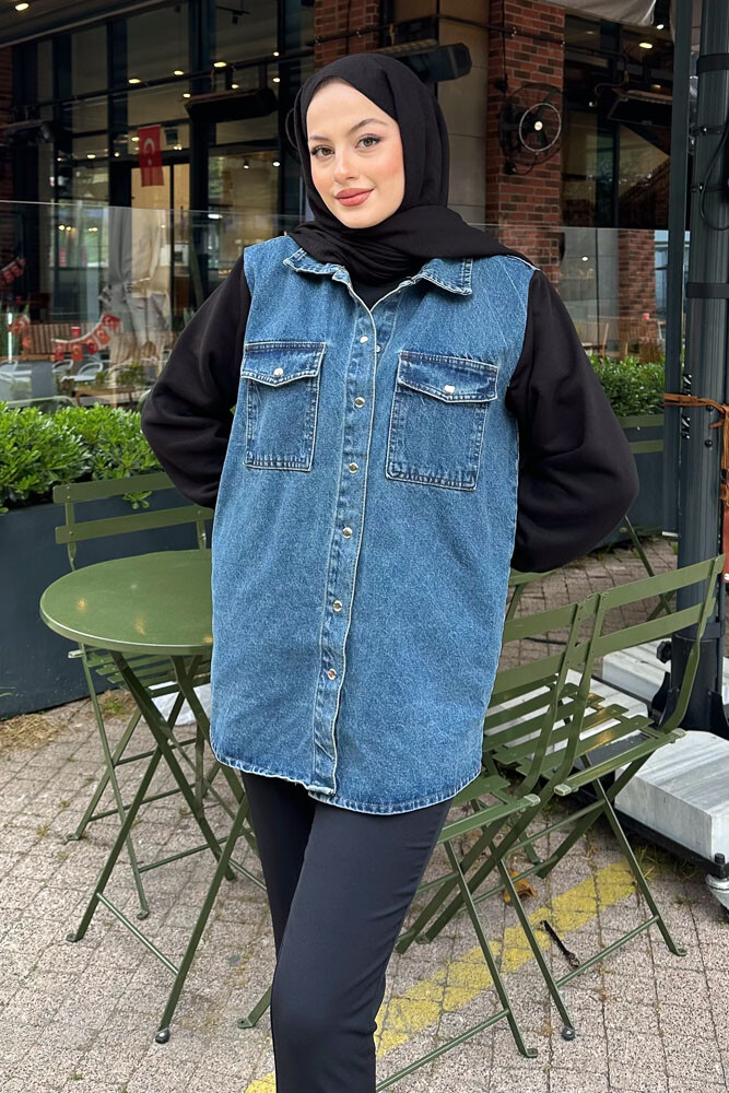Denim Ceket - Siyah - 2