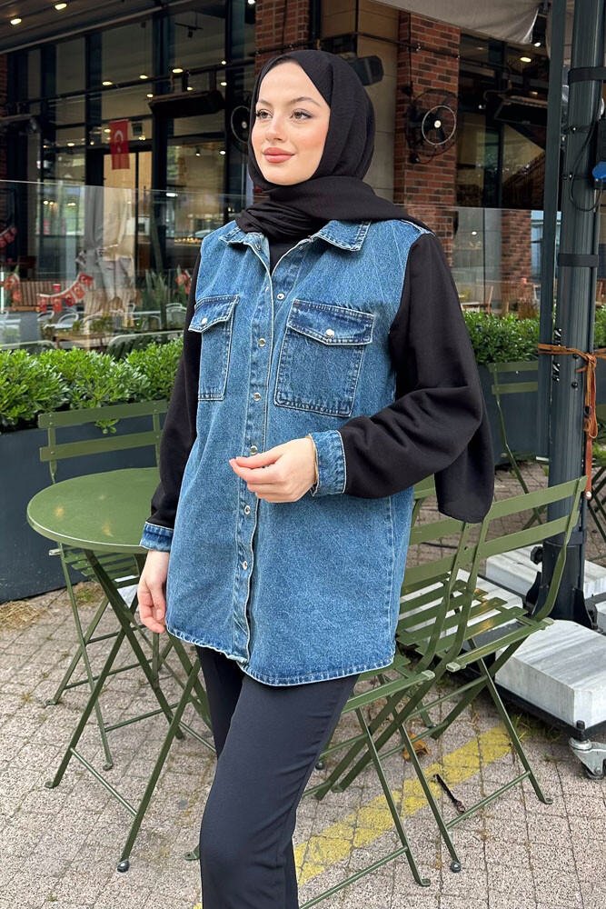 Denim Ceket - Siyah - 3
