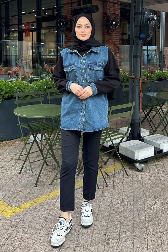 Denim Ceket - Siyah - 4