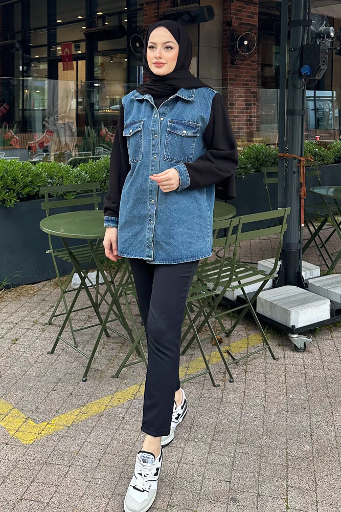 Denim Ceket - Siyah - 1