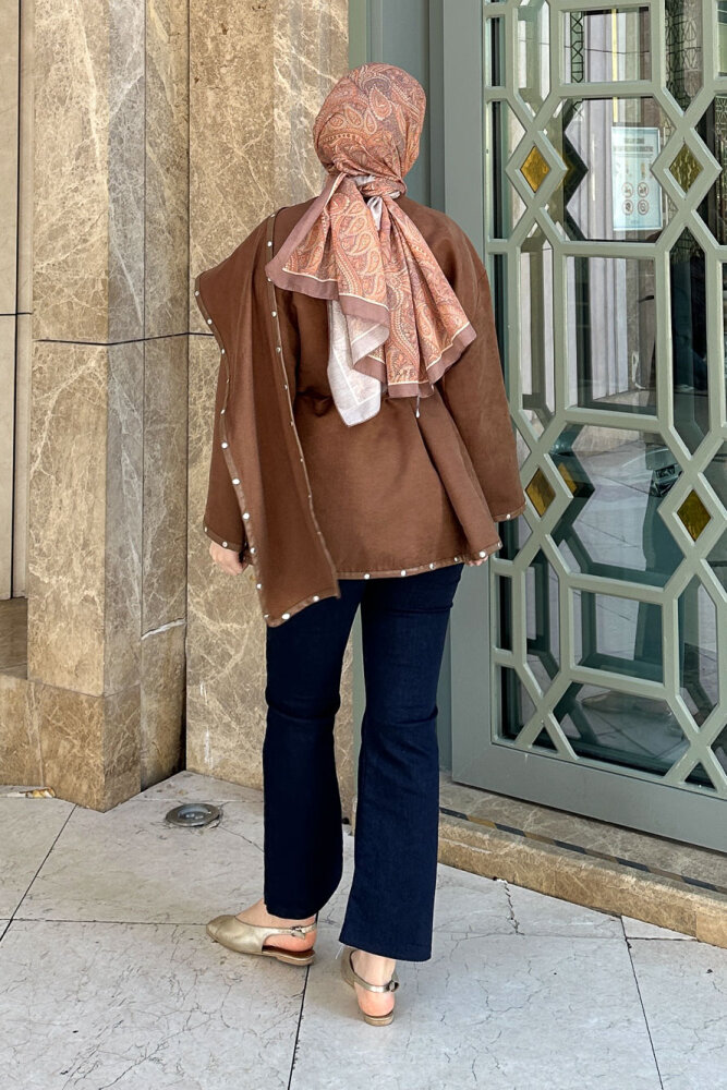 Deri Detaylı Nubuk Ceket - Kahverengi - 9