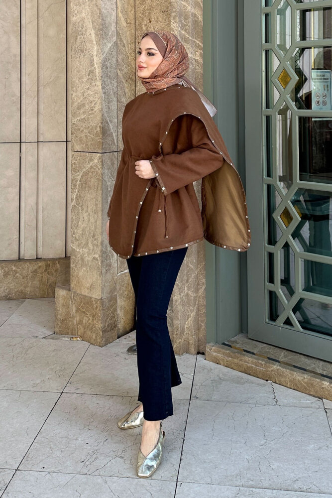 Deri Detaylı Nubuk Ceket - Kahverengi - HEWES (0)