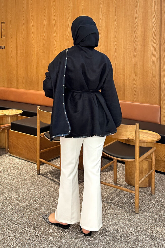 Deri Detaylı Nubuk Ceket - Siyah - HEWES (5)